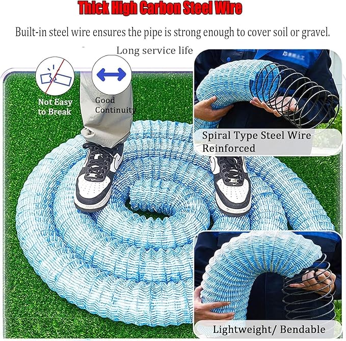 Commercial French Drain Pipe for Water Drainage, Construction Site/Sports Field Perforated Pipes & Weeping Tile, Dia 2in 3.9in 5.9in Wide Underground Drainage Systems(Dia 5cm/2in,Long 12m/39.4ft)