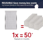 12x20x1 (Actual Size:11.75x19.75x0.86）Lifetime Electrostatic Air Filter, MERV 8 Washable Aluminum AC/HVAC Furnace Filter, Reusable Permanent Air Filter, Easy to Clean, Healthier Home/Office