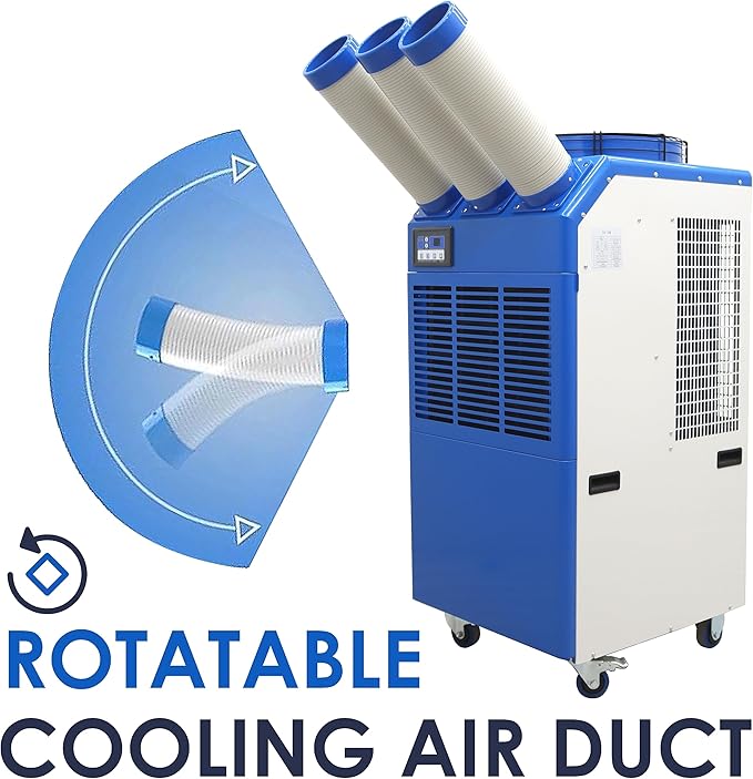 Portable Air Conditioner 22,178 BTU Industrial Spot Cooler Air Conditioner 910m³/h Mobile Outdoor Indoor Cooling Aircon with Three Column 220V 2400W