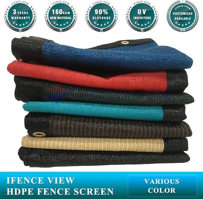 Ifenceview 6'x3' to 6'x50' Brown Shade Cloth/Fence Privacy Screen Fabric Mesh Net for Construction Site, Yard, Driveway, Garden, Railing, Canopy, Awning 160 GSM UV Protection (6' x 24')