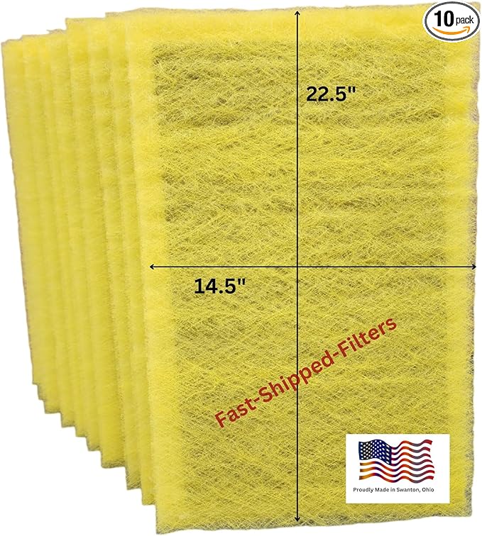 Fast-Shipped-Filters 10 Pack 16x25 Replacement Filter Pads Designed to Fit MicroPower Guard One Hour Air Cleaner Refill Yellow (10, Yellow, 16x25)