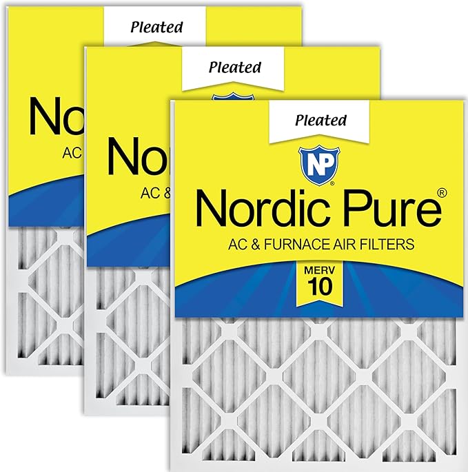 Nordic Pure 14x30x1 (Actual Size: 13 15/16 x 29 15/16 x 3/4) Pleated MERV 10 Air Filters 3 Pack