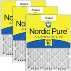 Nordic Pure 20x20x1 (Actual Size: 19 1/2 x 19 1/2 x 3/4) Pleated MERV 10 Air Filters 3 Pack