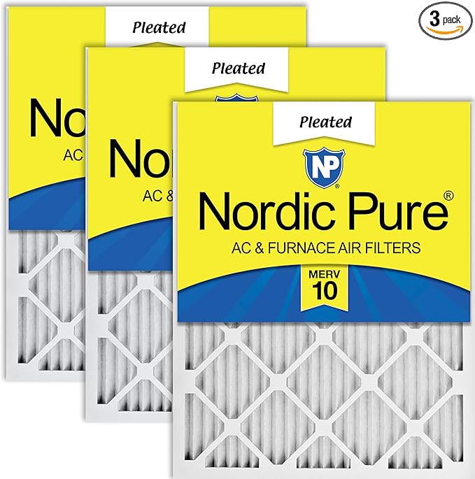 Nordic Pure 18x20x1 (Actual Size: 17 1/2 x 19 1/2 x 3/4) Pleated MERV 10 Air Filters 3 Pack