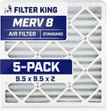 Filter King 9.5x9.5x2 Air Filter | 5-PACK | MERV 8 HVAC Pleated A/C Furnace Filters | MADE IN USA | Actual Size: 9.5 x 9.5 x 1.75"