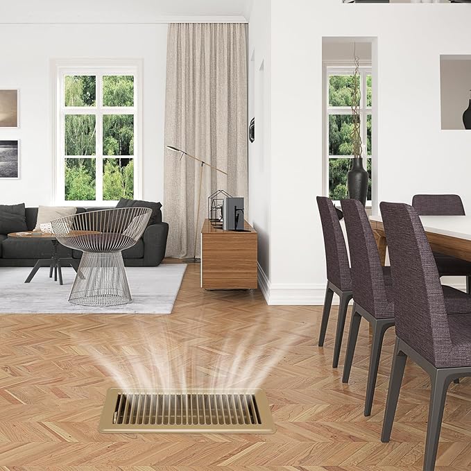 VOISEN Floor Register 4x12, 6 Pack Floor Vent Covers, Steel Adjustable Air Supply Grille Register Vent Cover Grill for Sidewall and Floor, Vent Covers for Home Floor,Brown
