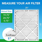 LotFancy 20x25x1 Air Filter MERV 8 6-Pack, Electrostatic Pleated Furnace & AC Filter, Captures Dust, Pet Hair, Pollen, Actual Size: 19.75"x23.75"x0.75"