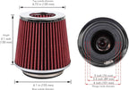 Cartman Clamp-On Engine Air Filter, Fit Intake Tube with 3/3.5/4in Diameter, Premium High Performance Replacement Filter, Washable and Reusable, Round Tapered, Red