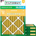 Filterbuy 28x30x2 Air Filter MERV 11 Superior Pet & Allergy Defense (4-Pack), Electrostatic Pleated HVAC AC Furnace Filters Replacement, Made in USA (Actual Size: 27.75 x 29.75 x 1.75)
