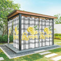 Lemon Outdoor Curtains for Patio Lemon Leaves Summer Plaid Buffalo Waterproof Outside Curtains with Grommet Top Weatherproof Curtain for Cabana Pergola Gazebo, 1 Panel, 54" W x 108" L