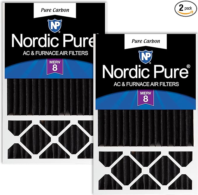 Nordic Pure 16x25x5 (Actual Size: 15 3/4 x 24 3/4 x 4 3/8) Honeywell/Lennox Replacement Odor Reduction Merv 8 Filter 2 PK