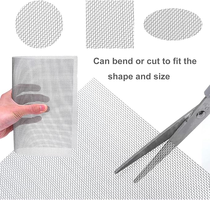 304 Stainless Steel Metal Mesh 30 Mesh Screen, Fine Woven Cloth Roll, Air Vent Cover Net for Insect Control Filtration Repairs