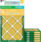 Filterbuy 10x24x1 Air Filter MERV 11 Superior Pet & Allergy Defense (6-Pack), Electrostatic Pleated HVAC AC Furnace Filters Replacement, Made in USA (Actual Size: 9.50 x 23.50 x 0.75)