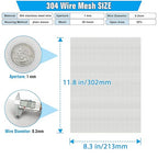 Valchoose Soft 304 Stainless Steel Mesh, 8 Pack Bendable Woven 8.3"X11.8"(213X302mm), 20 Mesh Non-Rusting, Wire Mesh Easy to Work, Non-Corrosive for DIY, Vent, Cage, Garden, Window (Plain Weave)