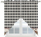 Swag Curtain Valances for Kitchen Windows,Farm Wooden House Black Buffalo Plaid Short Rod Pocket Window Valance,Western Star Swag Topper for Bedroom Living Room,2 Panels 36x63in