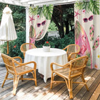 Summer Flamingbirds Outdoor Curtains for Patio Palm Leaves Plumeria Linen Waterproof Outside Curtains with Grommet Top Weatherproof Curtain for Cabana Pergola Gazebo, 2 Pack, 54" W x 84" L