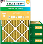 Filterbuy 18x24x4 Air Filter MERV 11 Superior Pet & Allergy Defense (4-Pack), Electrostatic Pleated HVAC AC Furnace Filters Replacement, Made in USA (Actual Size: 17.50 x 23.38 x 3.63)