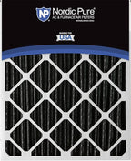 Nordic Pure 25x25x2 (Actual Size: 24 1/2 x 24 1/2 x 1 3/4) Pure Carbon Pleated Odor Reduction Merv 8 Furnace Filters 3 Pack