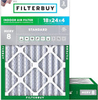 Filterbuy 18x24x4 Air Filter MERV 8 Essential Dust & Allergy Defense (2-Pack), Electrostatic Pleated HVAC AC Furnace Filters Replacement, Made in USA (Actual Size: 17.50 x 23.38 x 3.63)