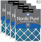 Nordic Pure 12x25x1 (Actual Size: 11 3/4 x 24 3/4 x 3/4) Pleated Air Filters MERV 7 Plus Carbon 4 Pack
