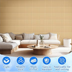 Nuanchu 32 Pcs 3D Slat Wall Panels 12 x 12 Inch PVC Fluted Textured Panel Cuttable Paintable DIY Wall Art Decorative Tiles for Ceiling Studio Bathroom Interior TV Background (Oak)