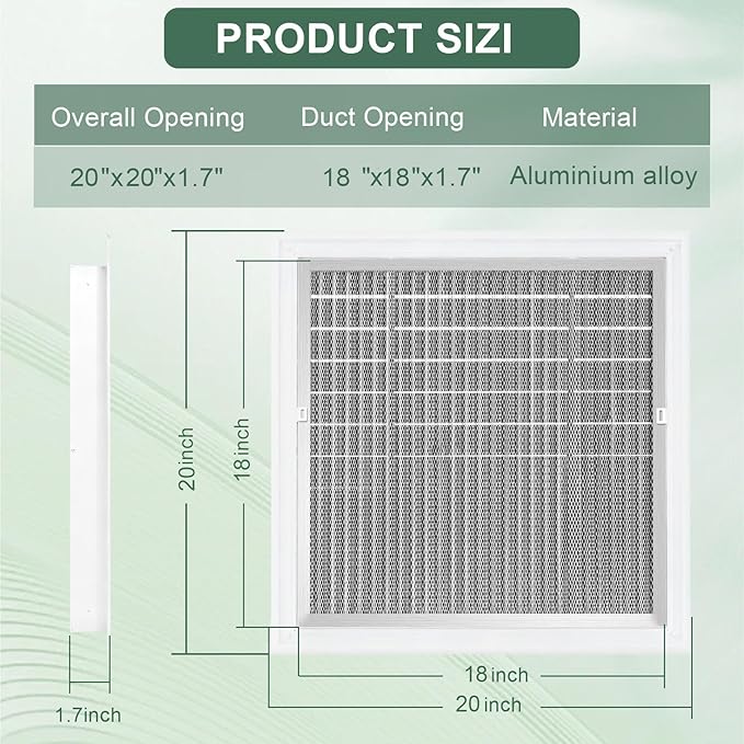 20"x20" Gable Vent - Premium Aluminum，Filter Screen for Removable, Ideal for Gables, Sheds, and Attics - Vent Opening 18"x18" - Boost Ventilation and Guard Against Moisture