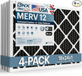 BNX TruFilter 18x24x1 MERV 12 Odor Defense (4-Pack) AC Furnace Air Filter with Activated Carbon - MADE IN USA - Pleated Air Conditioner HVAC AC Furnace Filters - Removes Odor, Mold, Bacteria, Smoke