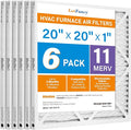 LotFancy 20x20x1 Air Filter MERV 11 6-Pack, Electrostatic Pleated AC Furnace Air Filter, Captures Dust, Smog & Pet Dander, Actual Size: 19.75"x19.75"x0.75"