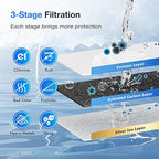 Purewell 2.25G Gravity Water Filter System with Water Level Window, 3-Stage Stainless Steel Countertop System with 2 Washable Ceramic Filters and Stand, Reduce up to 99% Chlorine, PW-KST