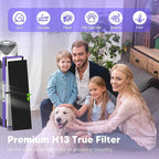 FLT4850PT Filter B Pet Replacement Compatible with G-Guardian AC4825, AC4300, AC4900, AC4825DLX, AC4850, CDAP4500 Air Purifier, 4 H13 Filters + 8 Activated Carbon Pre-Filters, Purple