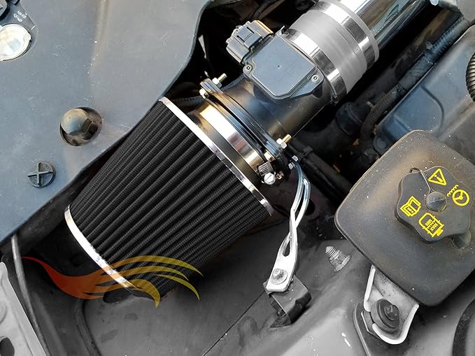 BLACK 6" 152 mm Inlet Truck Air Cone Replacement Performance Washable Clamp-On Dry Air Filter (8" Tall)