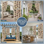 Vintage Outdoor Curtains for Patio Dinosaurs Biographies Retro Waterproof Outside Curtains with Grommet Top Weatherproof Curtain for Cabana Pergola Gazebo, 1 Panel, 54" W x 108" L