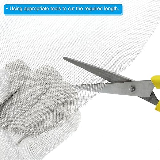 PATIKIL 40" L x 10" W Woven Wire Mesh, 24 Mesh 304 Stainless Steel Air Vent Filter Screen with Gloves for Window Security Vent Cover Filtration Animals Fence