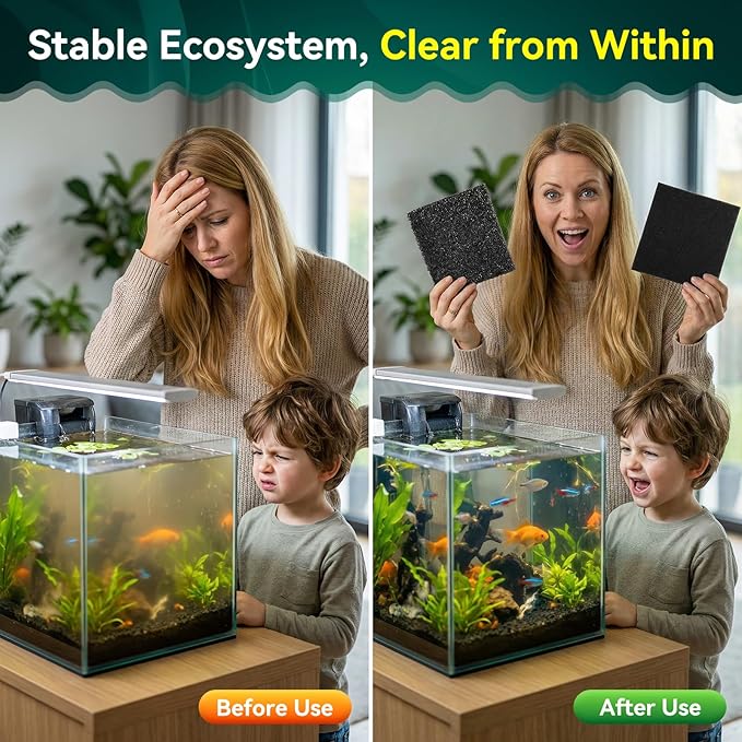 Borlech Aquarium Bio Filter Sponge Pad - Cut-to-Size Aquarium Filter Media for Fish Tank, Pond, Sump - Mechanical & Biological Filtration (18.5"x18.5"x1.6", 20PPI, 2 Pack)