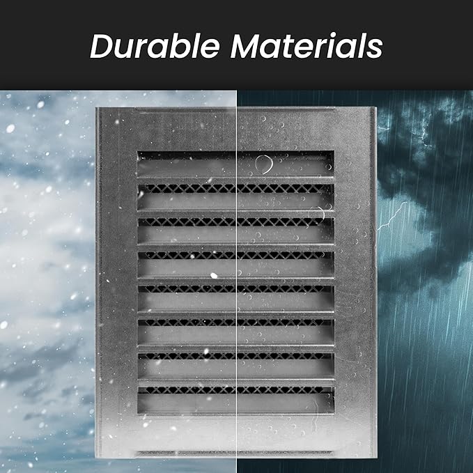 Repa Market 8" x 8" Inch (Inner Dimensions) Galvanized Steel White Soffit Air Vent Cover - Louvered Square Gable Vent with Mesh Screen - Exhaust/Intake Ventilation Grill - Outdoor Metal Duct Grate
