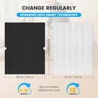 Smilyan 1 Set HEPA 116130 Filter H Replacement for Winix 5500-2 Plasmawave Air Purifier and Models AM80, 1 Set Ture HEPA Filter and Carbon Filter Combo Pack