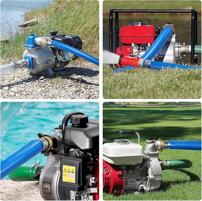 1.5" x 100 ft Backwash Hose for Swimming Pools, Heavy Duty PVC Lay Flat Water Discharge Hose,Durable Pool Drain Hose with Aluminum Pin Lug Fittings for Pump And Filters