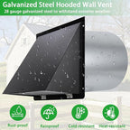 12 Inch Wall Vent Hood Exhaust Vent Cap Dryer Vent Cover,Exterior Hooded Wall Vent with Screen and Damper for HVAC Duct Dryer AC Industrial Facilities Ventilation Outdoor Air Exhaust,Galvanized Steel