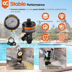 98209800 High Flow Manual Relief Valve/Air Relief Manual Valve Assembly with Pressure Gauge, Replacement for Pool and Spa Filter (1 PACK-98209800)