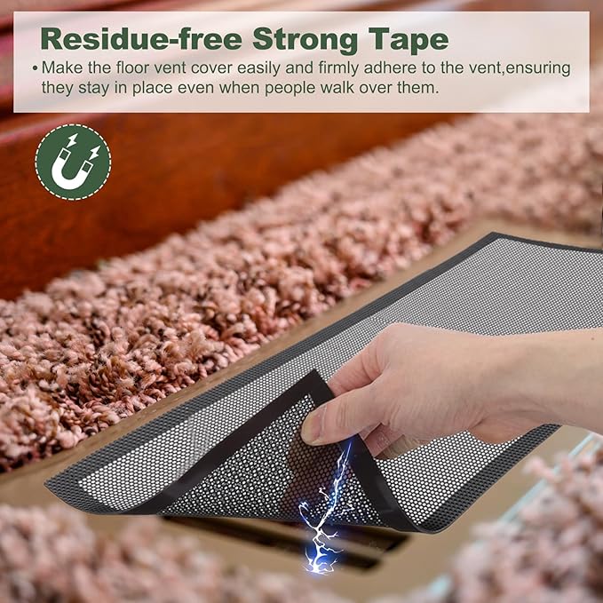 YOKIVE 6 Pcs Magnetic Floor Vent Covers, Floor Register Cover PVC Mesh Air Vent Screen Filters, Great for Home Floor, Wall, Ceiling, Catch Debris Hair Dust (White, 10-Inch x 6-Inch)