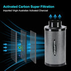MELONFARM 4 Inch Air Carbon Filter Smelliness Control with Australia Virgin Charcoal, Odor Removal Carbon Filter for Grow Tent, Inline Fan, Hydroponics, Pre-Filter Included, Insulated Flange 4" x 11"