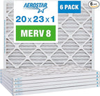 Aerostar 20x23x1 MERV 8-6 Count - High Efficiency Pleated HVAC, Furnace & Air Conditioner Filters - Removes Dust, Lint, Mold & Allergy-Causing Pollen