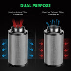 VIVOSUN 4'' Air Carbon Filter Smelliness Control and 4'' 8 Feet Black Non-Insulated Flex Air Aluminum Ducting Dryer Vent Hose for HVAC Ventilation w/Two 4 Inch Stainless Steel Clamps