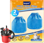 KEEPOW VRC2 Cloth Filter Compatible with Vacmaster 1.5 to 3.2 Gallon Wet/Dry Vacuums, Also Compatible with Shop Vac AA155 AA256 AA255, 2 Pack
