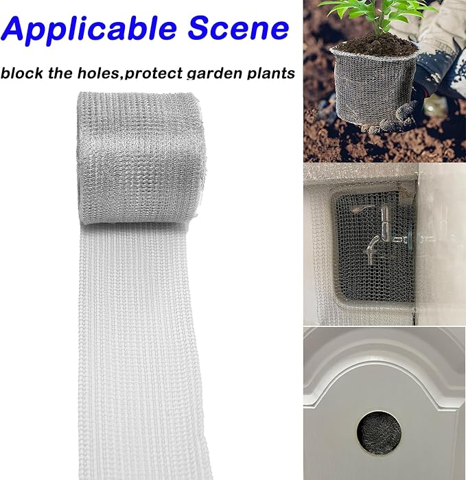 Wire Mesh for Mice Control 5 in X 36Ft,Hole Fill Fabric, Weep Holes Covers, Upgraded Stainless Steel Wire Mesh Roll, Flexible Stretchy Meshs Fabric for Garden House and DIY, Rodent Barrier