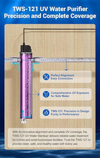 HQUA-TWS-121 120V 55W 12GPM 1“ MNPT Inlet/Outlet, Whole House Ultraviolet Water Purifier Filter, + 1 Extra UV Bulb, + 1 Extra Quartz Sleeve