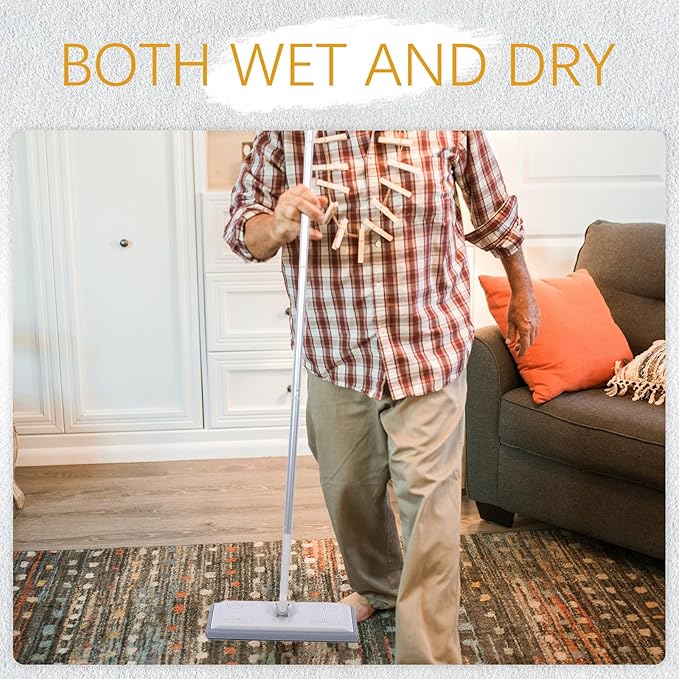 Detachable Handle Dust Mop with Reusable Dry and Wet Cleaning Pads, Convenient No Wash Floor Cleaning Mop for Hardwood, Tile, and Laminate Floors, Suitable for Home and Office Use