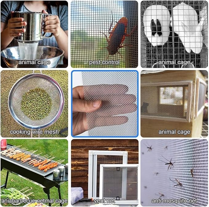 Stainless Steel Woven Wire Mesh, 304 Metal Mesh Sheet, 16 Mesh, Anti-Rust & Tear-Resistant, Vent, Filter, Garden Rodent Guard, Insect Screen, Easy to Cut (Silver 1.2x1m)