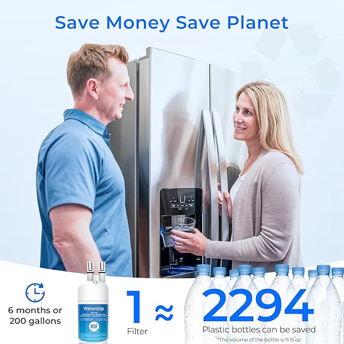 Waterdrop EDR1RXD1 Replacement for Everydrop® Filter 1,W10295370A, EDR1RXD1B, P8RFWB2L, P4RFWB, Kenmore® 46-9081, 46-9930, WD-F38 Refrigerator Water Filter, 2 Filters
