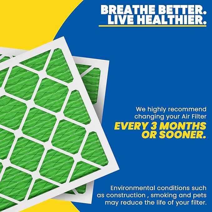 Maycold MERV 13 10x20x1 Air Filter (6-Pack), High-Efficiency Pleated AC & Furnace Filters, Actual Size: 9.70” x 19.70” x 0.75”, Individually Wrapped in Plastic